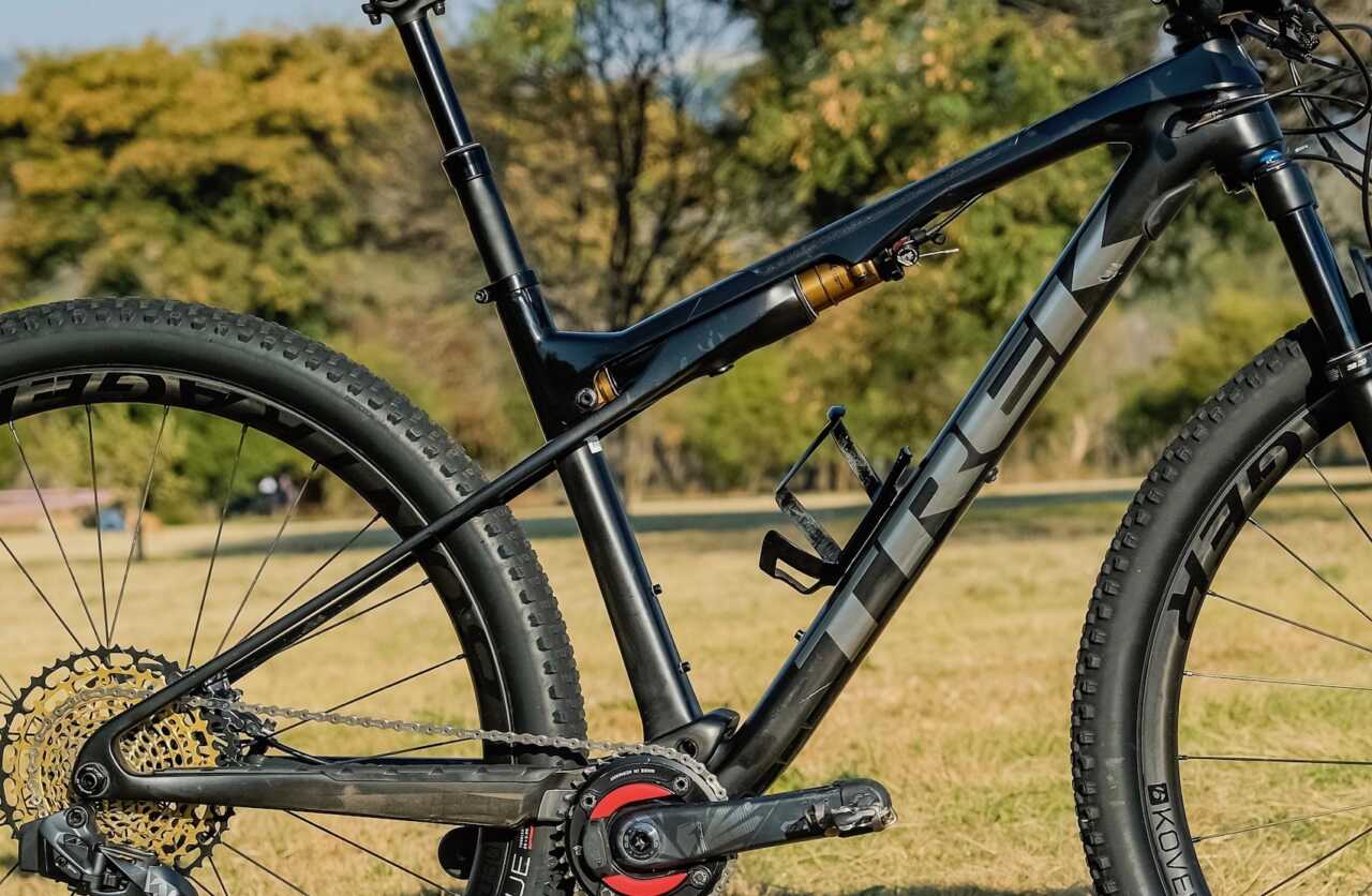 review of mountain bike racer ambrosi massimiliano trek's supercaliber bicycle on location in johannesburg south africa for bike network