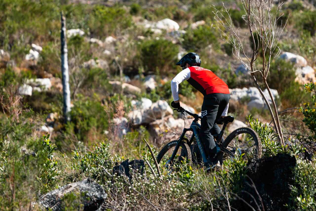 forestal siryon pedal-assist enduro mountain bike as reviewed by myles kelsey of bike network shot in tokai mtb in cape town south africa