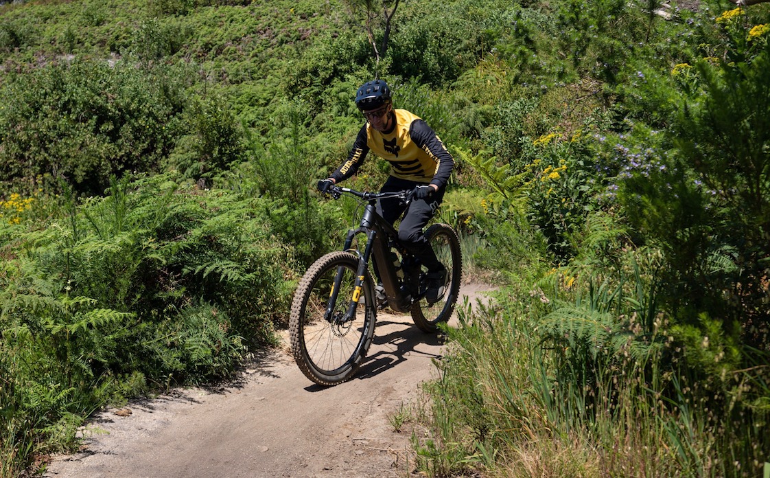 myles kelsey reviews the commencal meta power tr electric mountain bike with ohlins suspension in the tokai mtb trails in cape town south africa for bike network