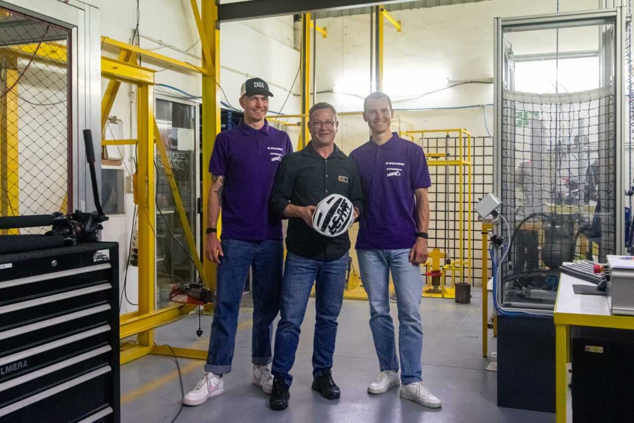 cape town, south africa 3 april 2023 | georg egger and lukas baum of speed company racing visit the leatt lab 